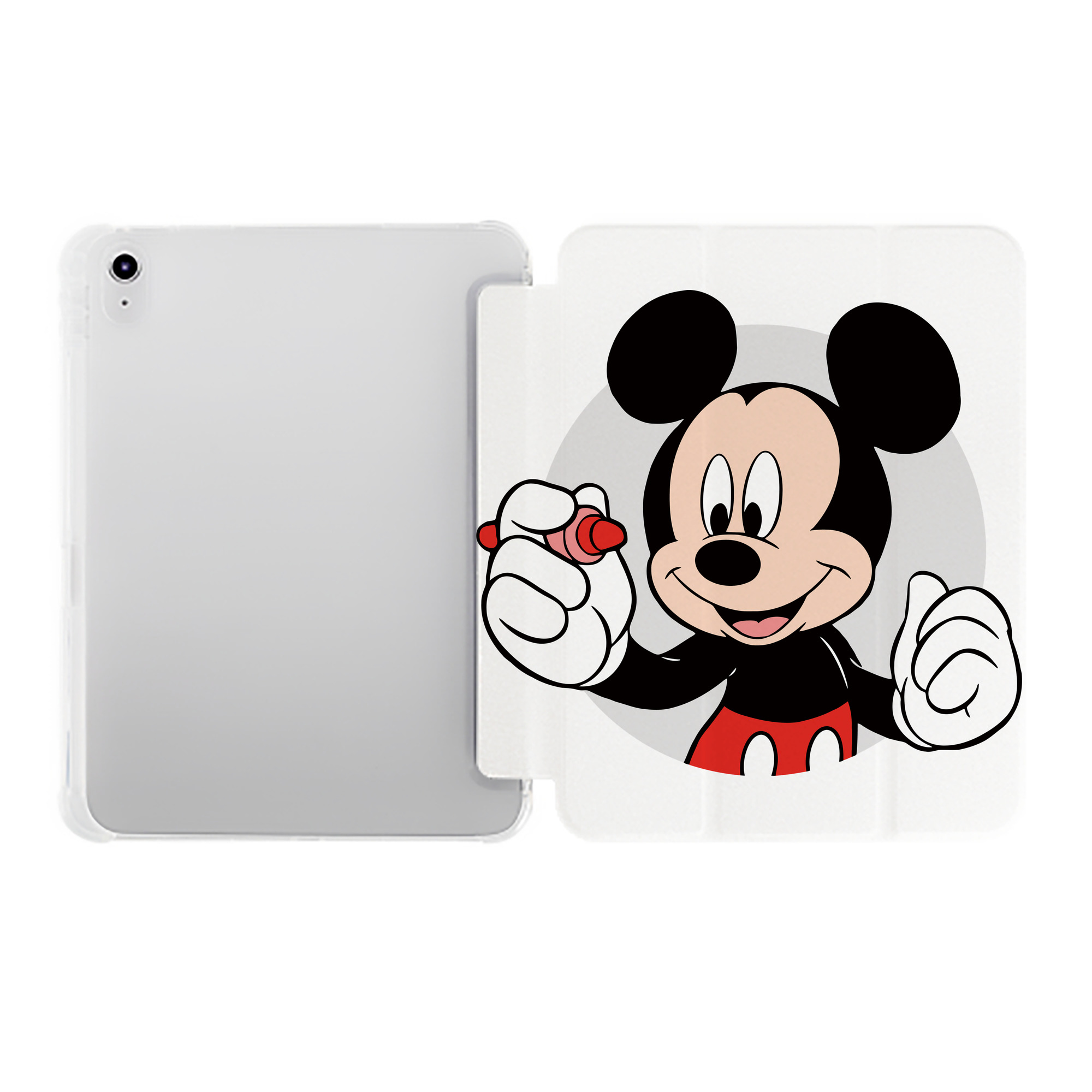 （画像用） ミッキーマウス Mickey Mouse IPad ケース ペン収納付き 三つ折りスタンド PUレザー×シリコン 対応機種9.5/10.5/10.9インチ